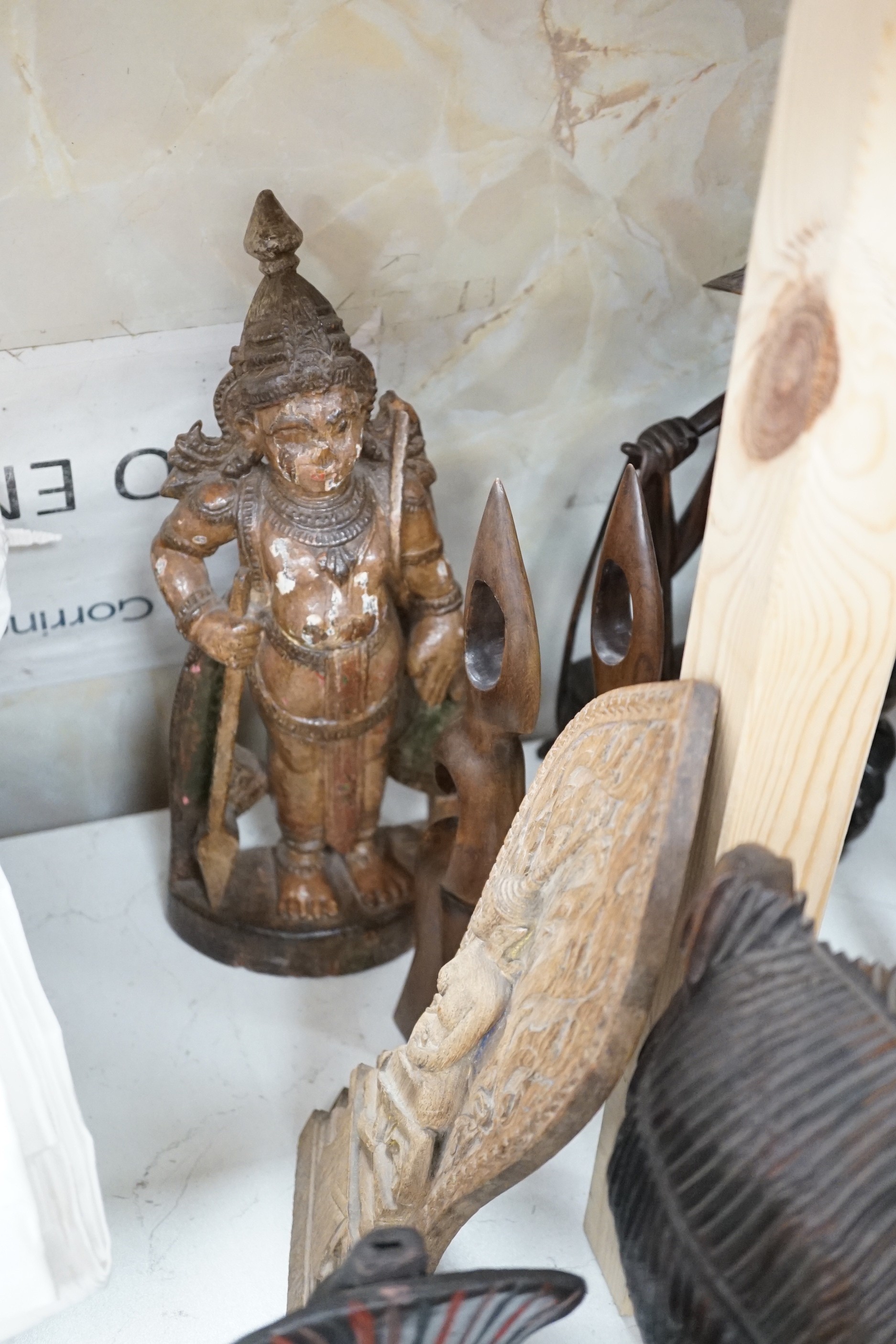 A group of Chinese Asian and African hardwood carvings (a quantity)